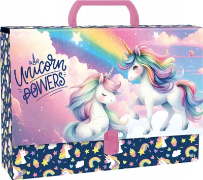 Dosje me dorezë Derform Unicorn, A4, shpinë 9cm, shumëngjyrëshe - 1