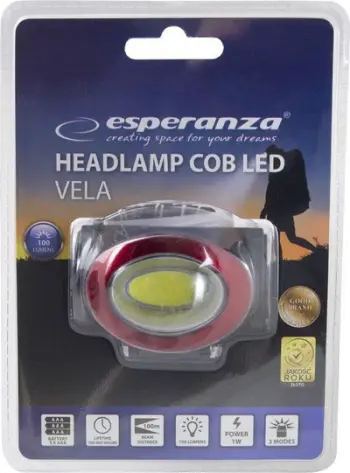 Fener koke Esperanza VELA, LED COB 1W, 3 mënyra ndriçimi, i zi