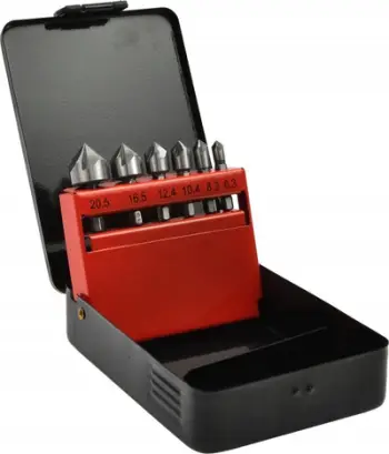 Set veglash fazetimi HSS, 6 copë, Ø 6.3 20.5 mm, në kuti metalike