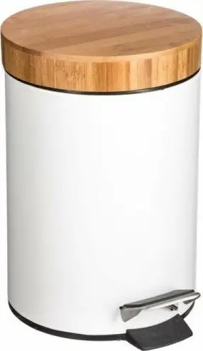 Kosh me pedale 5five Natureo, 3L, bambu, i bardhë