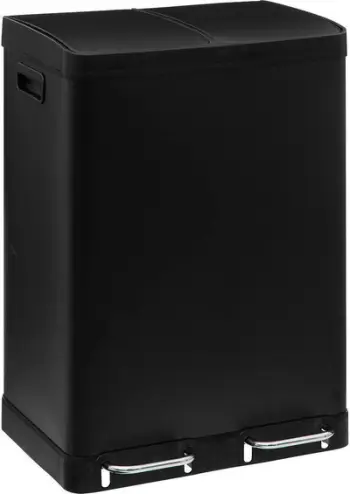 Kosh metalik me pedale 5Five Simply Smart Ariane, 2x30L, ndarje riciklimi, i zi