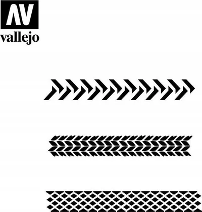 Stencil Vallejo STTX002 Tyre Markings, për goma modeli, i ripërdorshëm - 2