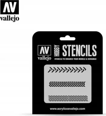 Stencil Vallejo STTX002 Tyre Markings, për goma modeli, i ripërdorshëm