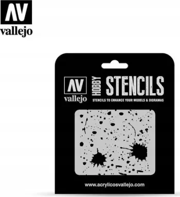 Stencil Vallejo STTX003 Splash and Stains, për efekte njollash dhe pikimesh, transparent