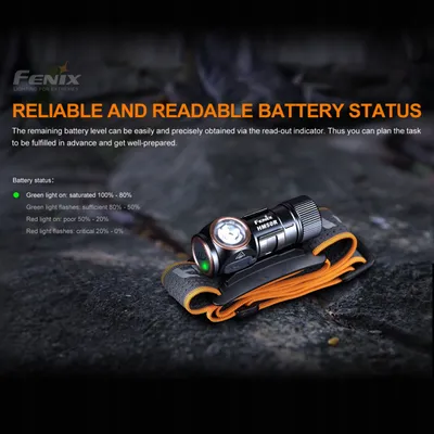 Llambë koke Fenix HM50R V2.0, 700 lumens, IP68, e zezë portokalli - 3