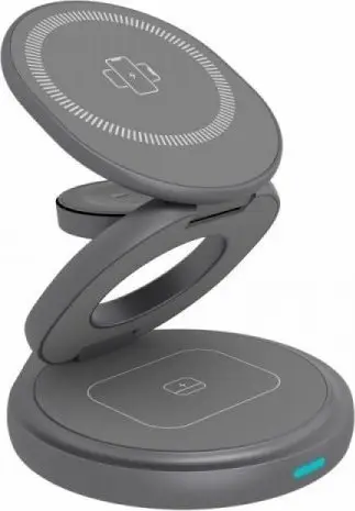 Karikues pa kabllo magnetik 3-në-1 ICYBOX IB-SH101-CH 15W USB-C, antracit/gri