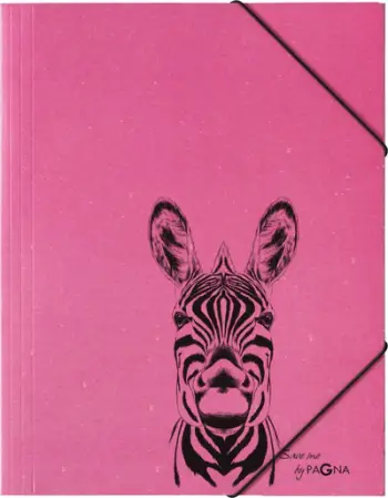Dosje me goma qoshe PAGNA Corner Zebra, DIN A4, karton, fuksia