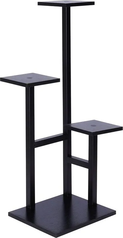 Stendë metalike për bimë Vilde, 4 nivele, metal dhe MDF, e zezë - 3