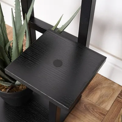 Stendë metalike për bimë Vilde, 4 nivele, metal dhe MDF, e zezë - 4