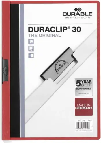 Dosje me kapëse Durable A4, 30 fletë, e kuqe