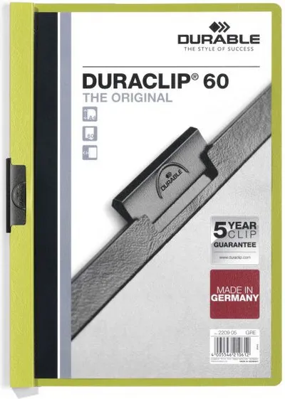 Dosje me kapëse Durable Clamp Folder A4, kapacitet 60 fletë, e gjelbër - 1