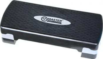 Step aerobik Master Step MAS4A042, lartësi e rregullueshme, plastikë e përforcuar, i zi