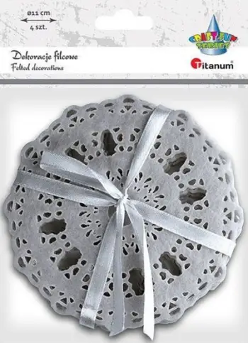 Nënseta tavoline Titanum Felt Openwork, set 4 copë, diametër 110 mm, gri