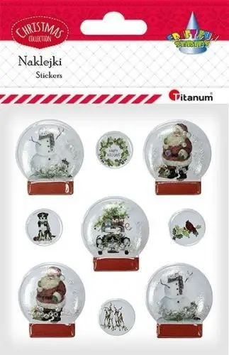 Sticker 3D dekorativ Titanum Snow Globes, set 9 copë, shumëngjyrëshe