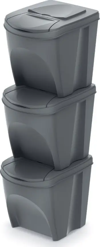 Set koshash riciklimi Prosperplast Sortibox, 3x25L, plastik, gri