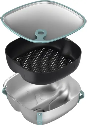 Aksesor për Airfryer Philips HD9960-00, tabaka 2 në 1 avull dhe stir fry, i zi