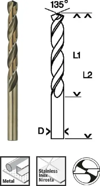 Stërvitje spirale metali Bosch HSS Cobalt 6mm, set 10 copë, metal