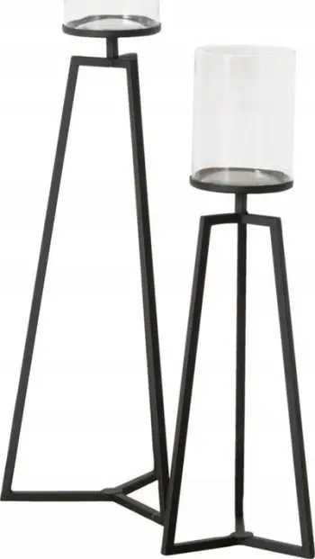 Mbajtëse qiriu Boltze, set 2 copë, 75-95 cm, gotë dhe metal, e zezë