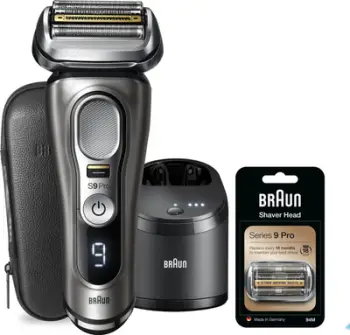 Rrojtore elektrike Braun Series 9 Pro 9465cc, stacion pastrimi dhe karikimi 5 nivele, Wet &amp; Dry, argjendtë