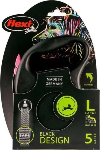 Litar për qen Flexi Black Design, L, 5m, rozë
