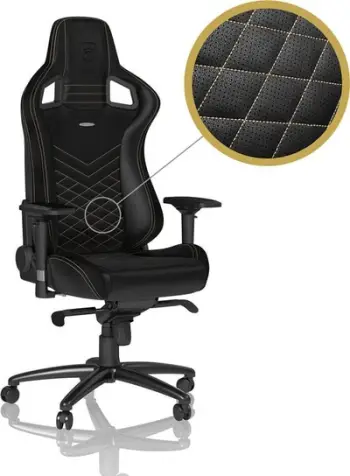 Karrige gaming Noblechairs EPIC, lëkurë sintetike, Black Gold, e zezë