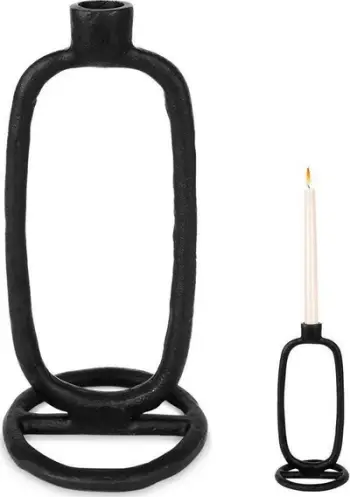 Mbajtëse qiriri Home Styling Collection, për qiri të gjatë, alumin, 24 cm, e zezë