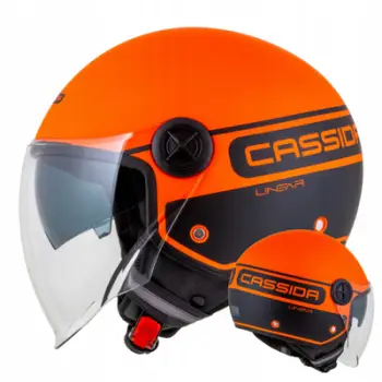 Helmetë moto Cassida Handy Plus Linear Jet, XS, polikarbonat, portokalli e zezë mat