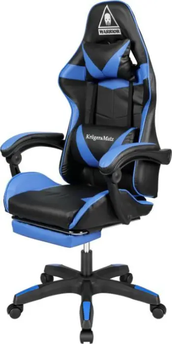 Karrige gaming Kruger&amp;Matz GX-150, lëkurë ekologjike, me mbështetëse këmbësh, blu