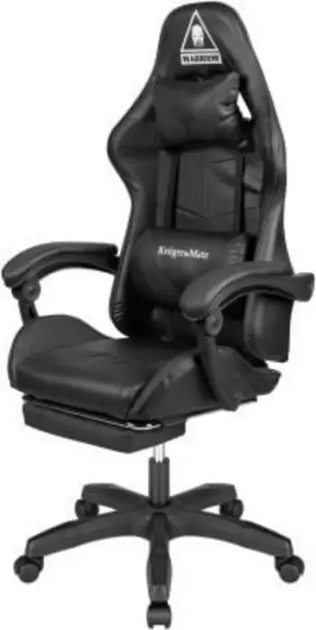 Karrige gaming Kruger&amp;Matz GX-150, me mbështetëse këmbësh, lëkurë eco, e zezë