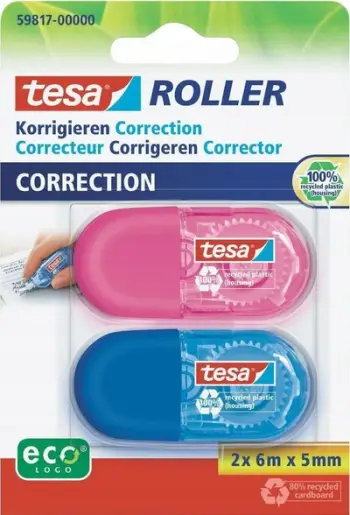 Rroller korrektues TESA Mini Roller EcoLogo, 5mm, 6m, set 2 copë