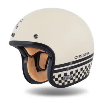Helmetë motori Cassida Eso Forty Nine 2026, fiberglass, e hapur, krem e zezë