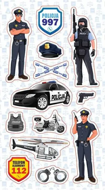 Stickerë Police Officers, set dekorativ, shumëngjyrësh