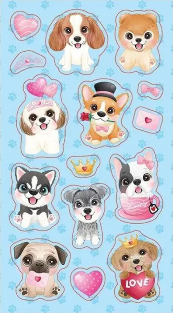 Stickerë dekorativë Small Dog Stickers, ngjitës, shumëngjyrësh