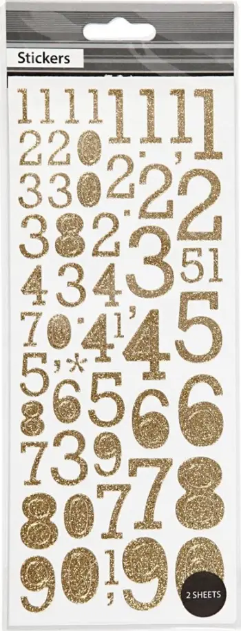 Sticker ngjitës me shkëlqim Creativ Company Glitter Numbers, numra dekorativë, ari