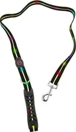 Litar qeni Trixie Signal Leash, LED shumëngjyrës, 1.2m, i zi