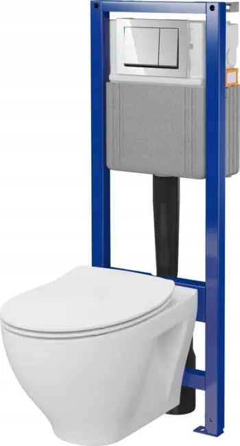 Set WC i varur Mito Savio S701-828, kornizë e fshehur, buton mekanik, i bardhë