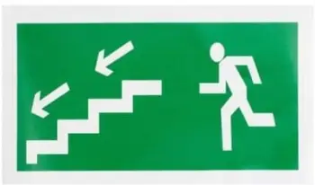 Stiker exit dalje majtas poshtë shkallëve, 100x180mm, jeshil