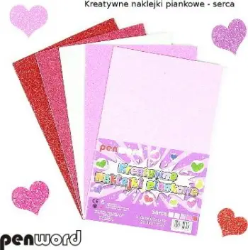Sticker shkumë Penword Hearts, forma zemër, 20.3x31.2 cm, 5 copë, shumëngjyrëshe