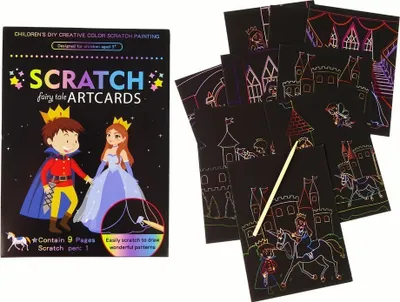 Set vizatimi për gërvishtje Scratch off Coloring Kingdom, 9 figura, për fëmijë - 1