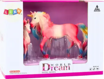 Figurë koleksionuese Leantoys Unicorn me të voglin, dekorative, shumëngjyrëshe