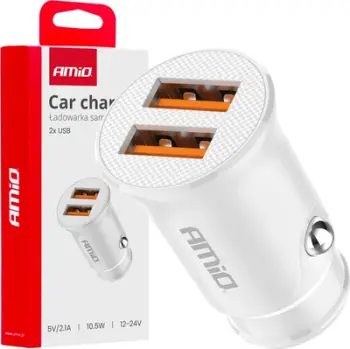 Ngarkues makine AMiO 03872, 2 porta USB, 2.1A, i zi