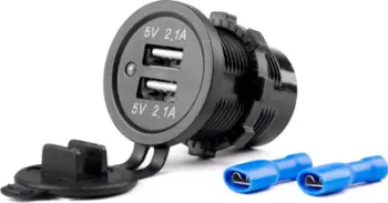 Ngarkues veture AMiO 02854, 2 porta USB, kapak mbrojtës, i zi