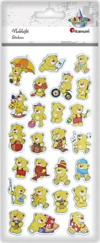Stickerë dekorativë Titanum Convex Soft Bears, 25 copë, me reliev, shumëngjyrësh