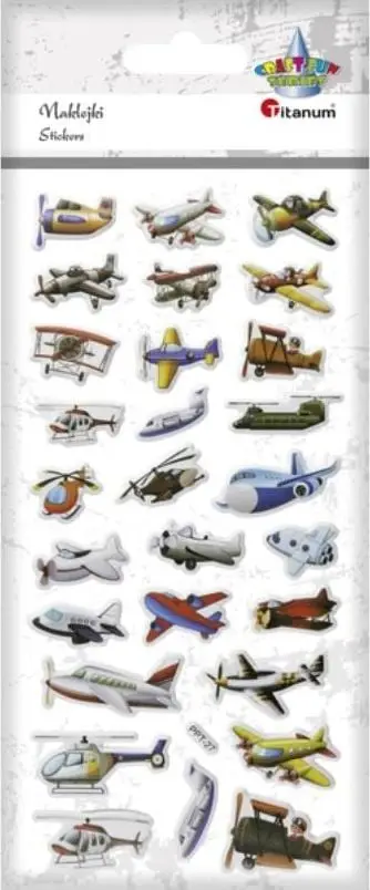Ngjitësa dekorativë Titanum Convex Soft Stickers Flying Machines, set shumëngjyrësh