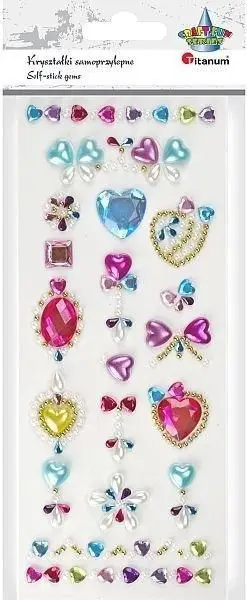 Stickers kristalesh vetëngjitëse Titanum Self-Adhesive Crystals Mix, set dekorativ, shumëngjyrësh