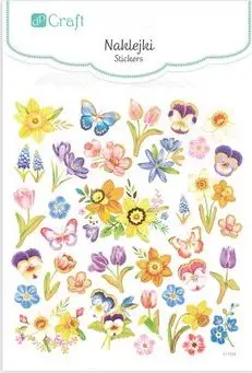 Stickers ngjitëse me lule, set 35 copë, shumëngjyrëshe