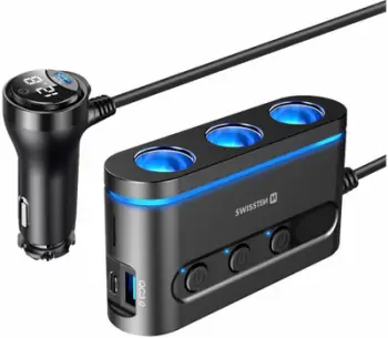 Ngarkues veture Swissten CL-Adapter, 216W, 3x CL 2x USB C PD 1x USB A QC 3.0, i zi