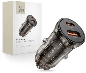 Ngarkues veture Tech-Protect CC01, 2 porta PD45W QC3.0, i zi