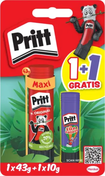 Stik ngjitës Pritt Glue Stick, set 2+1, 43g, Animal Wild