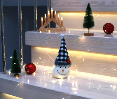 Figurinë dekorative Saska Christmas Snowman, 20cm, dizajn dimëror, shumëngjyrësh - 4